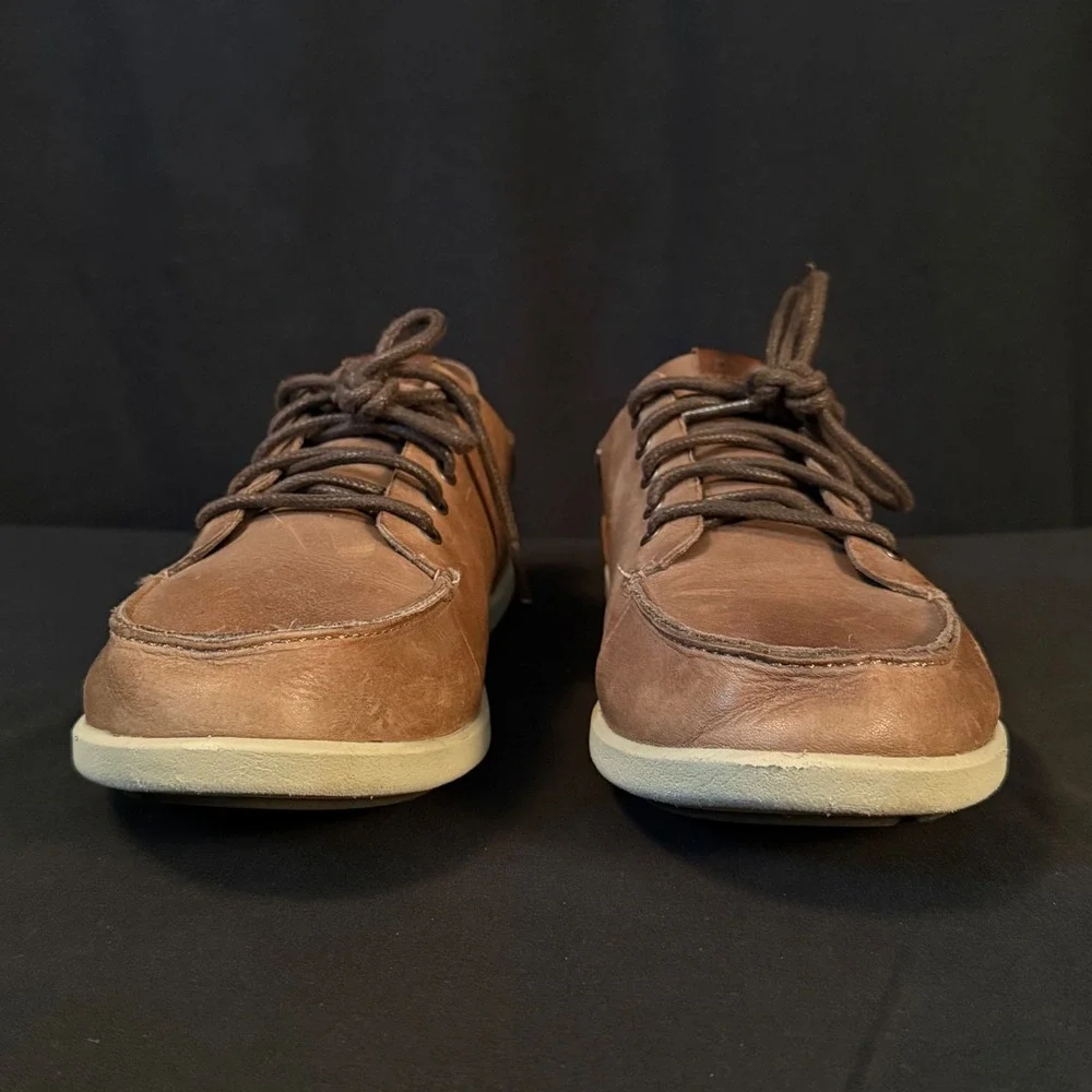 OluKai Nalukai Leather Lace Up Shoes Chukka Husk Silt Slip On 10378-6Z21 Mens 10